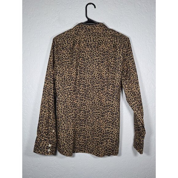 J. Crew Button Down Shirt Womens XL Top Leopard Print Work Office Corporate - Picture 4 of 5
